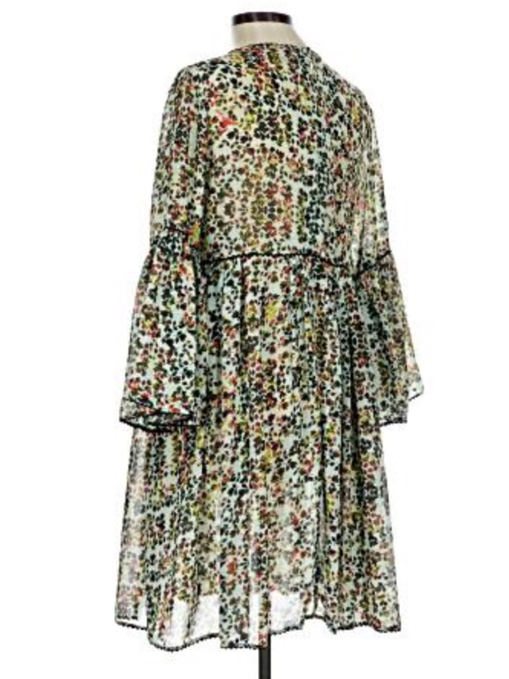 Bhanu by Jyoti Floral Sheer Dress Bell Sleeve Boho Romantic Size 10 - Picture 6 of 10